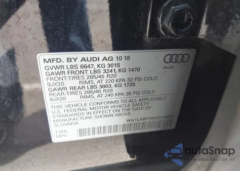 2019 Audi Q7 55 Premium z USA, uszkodzony, nr VIN WA1LABF76KD016932